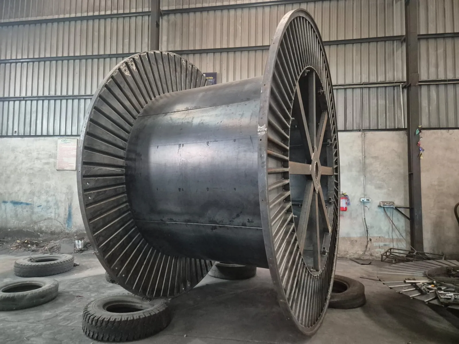 Corrugated steel cable drum
